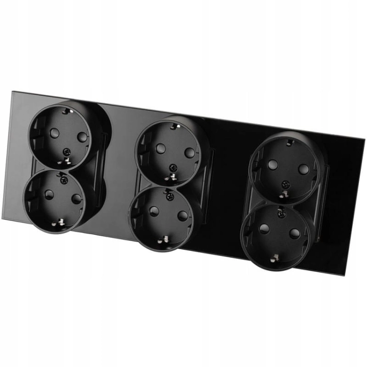 Dreifachsteckdose Doppel Glas Schuko Schwarz Dreifachrahmen