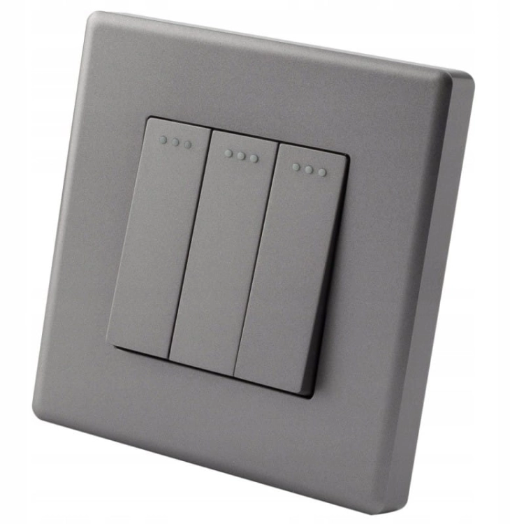 Dreifach-Wechselschalter Grau Set Mit PVC-Rahmen