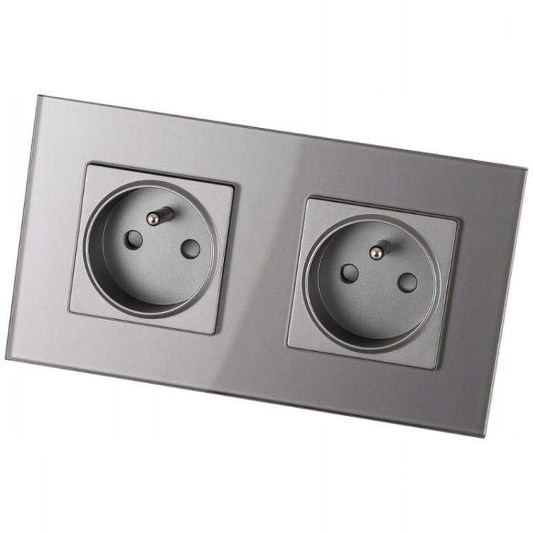 Doppelsteckdose Glas Graphit Set Doppelrahmen Und 2 X Einzelsteckdose