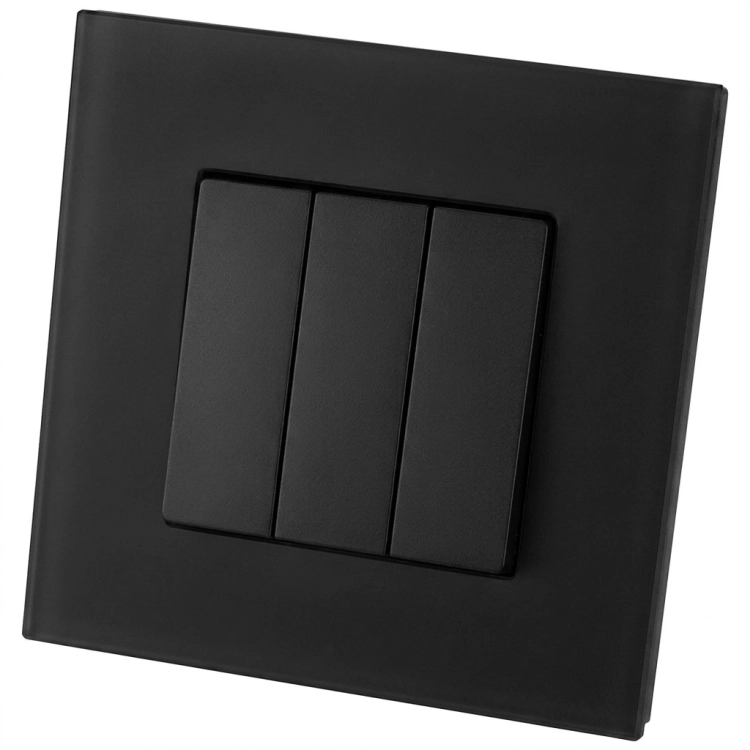 Monostabiler Dreifachschalter Glatt Aus Glas Matt Schwarz MIUUN