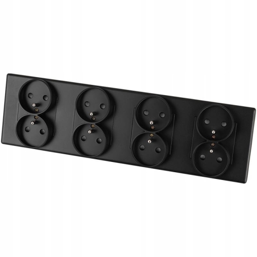 Vierfach-Steckdose Schwarz Set PVC-Vierfachrahmen 4 X Doppelsteckdose