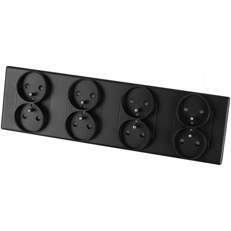 Vierfach-Steckdose Schwarz Set PVC-Vierfachrahmen 4 X Doppelsteckdose