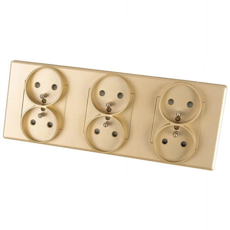 Dreifach-Steckdose Gold Set PCV-Dreifachrahmen Und 3 X Doppelsteckdose