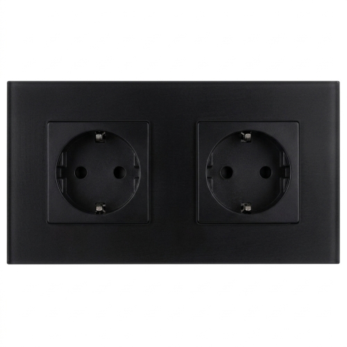Doppelsteckdose Aus Glas Matt Schuko Schwarz Und Doppelrahmen 2 X Steckdose