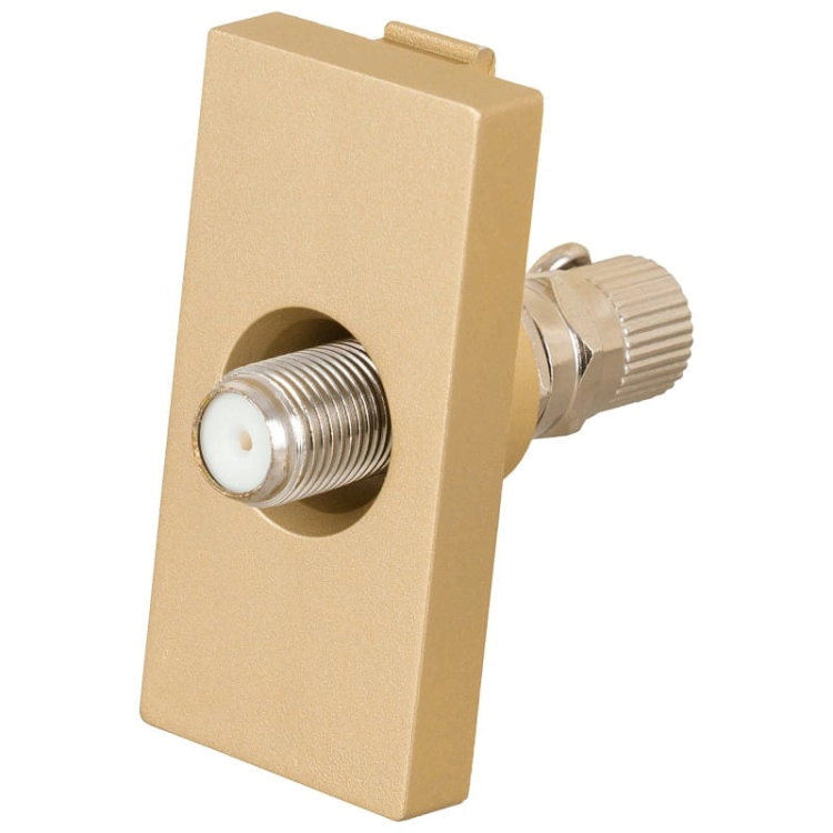 Modul SAT-Antennendose Typ F Mit Gewinde Gold Für Rahmen