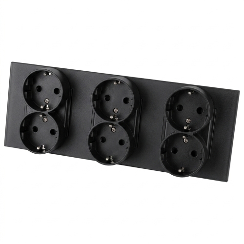 Dreifachsteckdose Aus Glas Matt Schwarz Schuko Dreifachrahmen Und 3 X Steckdose