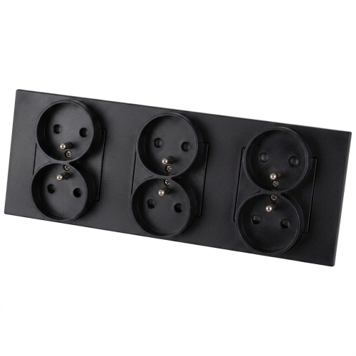 Dreifachsteckdose Aus Glas Matt Schwarz Dreifachrahmen Und 3 X Steckdose MIUUN