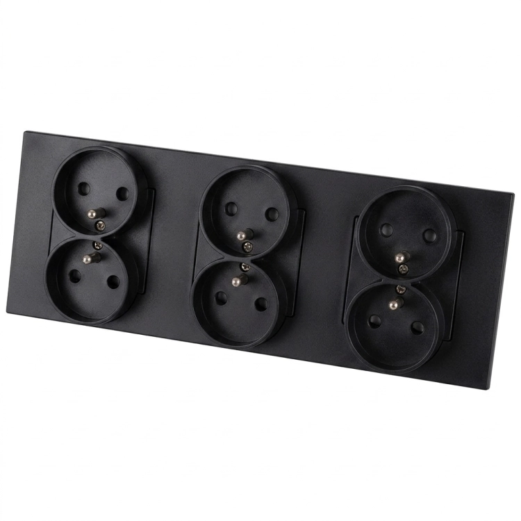 Dreifachsteckdose Aus Glas Matt Schwarz Dreifachrahmen Und 3 X Steckdose MIUUN