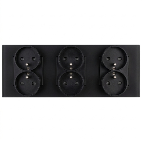 Dreifachsteckdose Aus Glas Matt Schwarz Dreifachrahmen Und 3 X Steckdose MIUUN