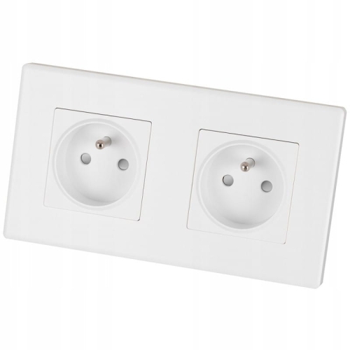 Doppelsteckdose Weiß Set PVC-Doppelrahmen Und 2 X Einzelsteckdose