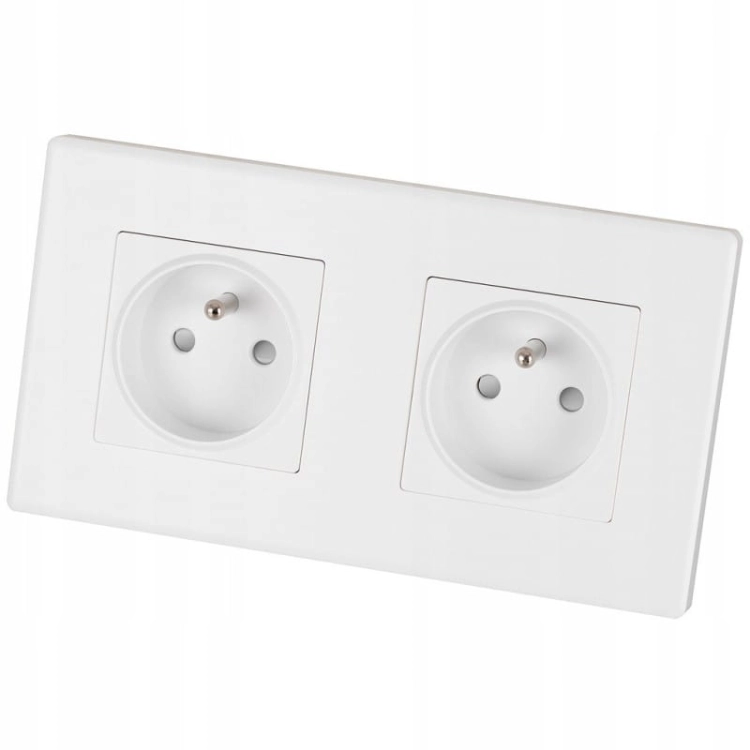 Doppelsteckdose Weiß Set PVC-Doppelrahmen Und 2 X Einzelsteckdose