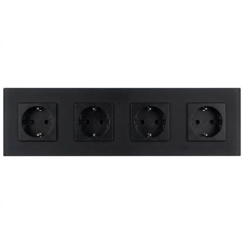 Vierfachsteckdose Aus Glas Matt Schuko Schwarz Vierfachrahmen Und 4 X Steckdose
