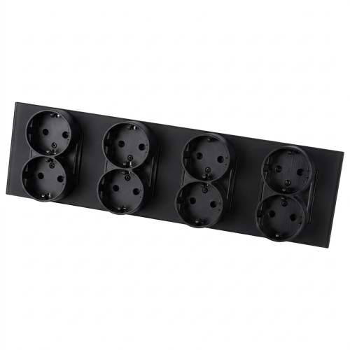 Vierfachsteckdose Aus Glas Matt Schuko Schwarz Vierfachrahmen Und 4 X Steckdose