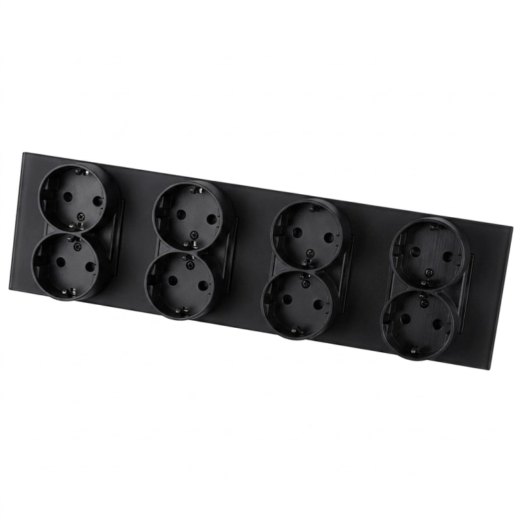 Vierfachsteckdose Aus Glas Matt Schuko Schwarz Vierfachrahmen Und 4 X Steckdose