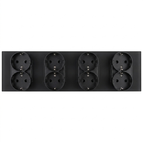 Vierfachsteckdose Aus Glas Matt Schuko Schwarz Vierfachrahmen Und 4 X Steckdose