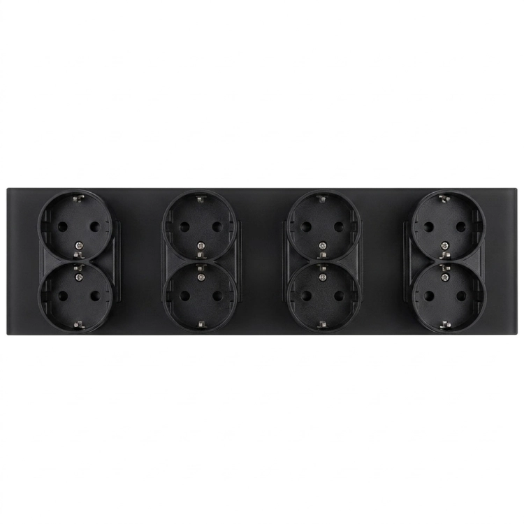 Vierfachsteckdose Aus Glas Matt Schuko Schwarz Vierfachrahmen Und 4 X Steckdose