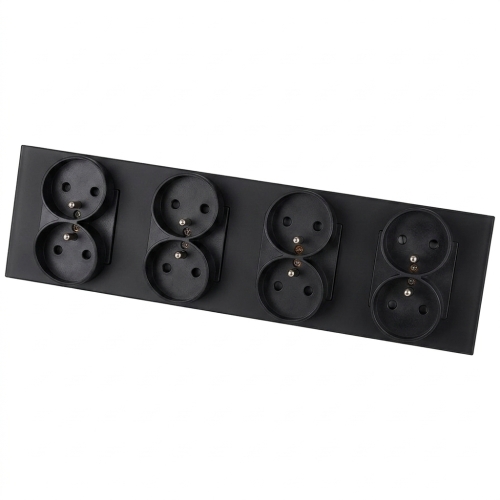 Vierfachsteckdose Aus Glas Matt Schwarz Vierfachrahmen Und 4 X Steckdose MIUUN