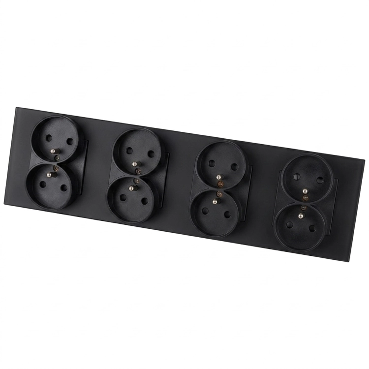 Vierfachsteckdose Aus Glas Matt Schwarz Vierfachrahmen Und 4 X Steckdose MIUUN