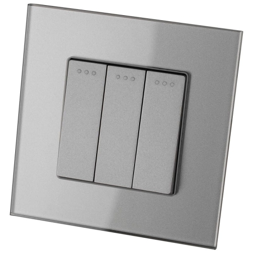 Schalter Ausschalter Dreifach Glas Grau