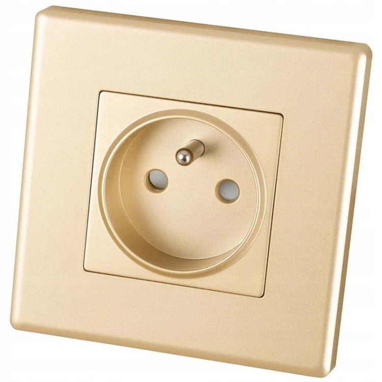Steckdose Gold Mit Erdungsstift Und Erdung Set Mit PVC-Rahmen