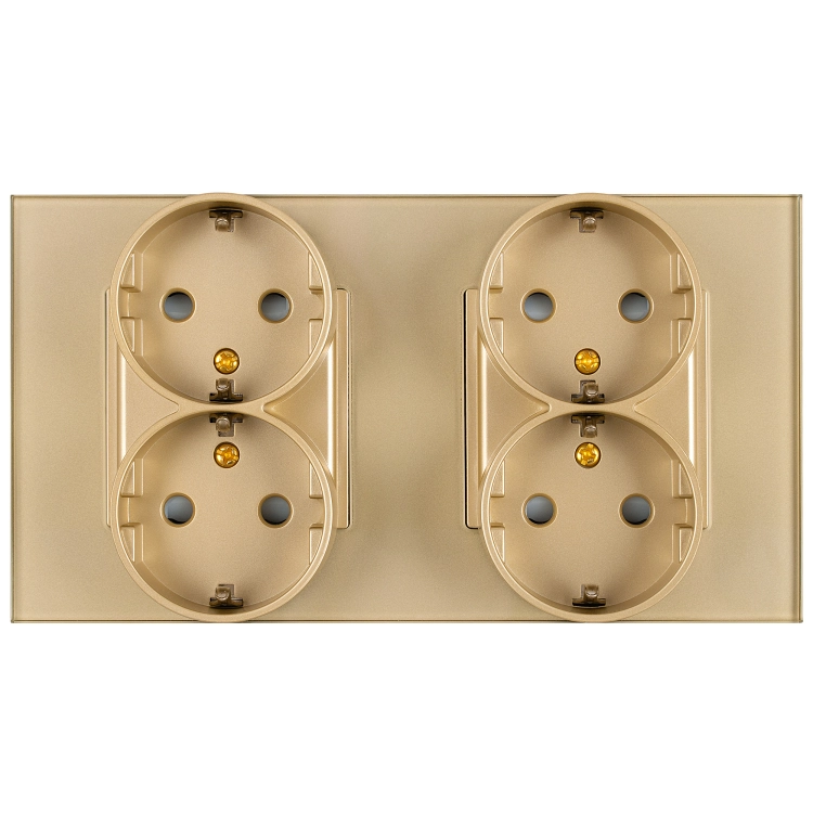 Vierfachsteckdose Aus Mattem Glas Schuko Gold Und Doppelrahmen 2 X Steckdose