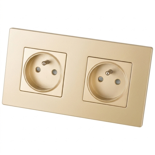 Doppelsteckdose Aus Mattem Glas Gold Und Doppelrahmen 2 X Steckdose MIUUN