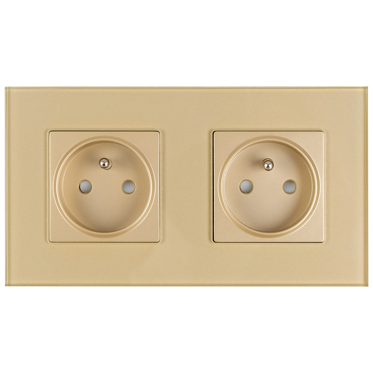Doppelsteckdose Aus Mattem Glas Gold Und Doppelrahmen 2 X Steckdose MIUUN