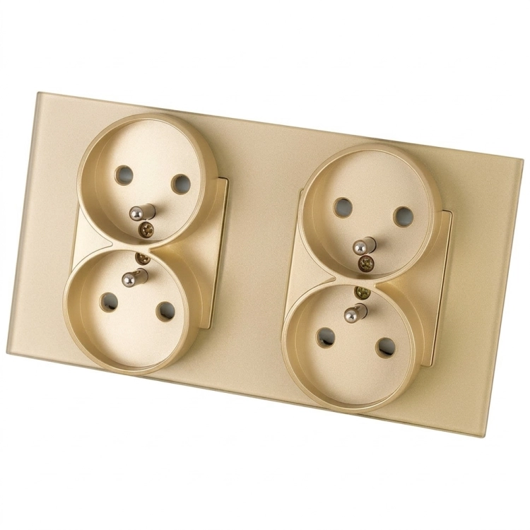 Vierfachsteckdose Aus Mattem Glas Gold Und Doppelrahmen 2 X Steckdose MIUUN