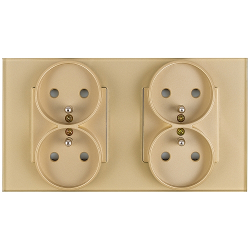 Vierfachsteckdose Aus Mattem Glas Gold Und Doppelrahmen 2 X Steckdose MIUUN