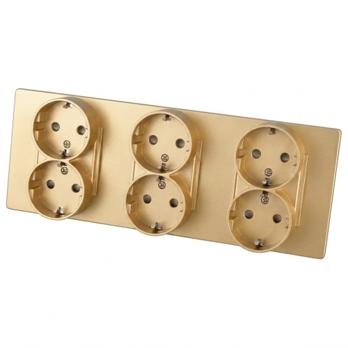Dreifachsteckdose Aus Mattem Glas Gold Schuko Dreifachrahmen Und 3 X Steckdose
