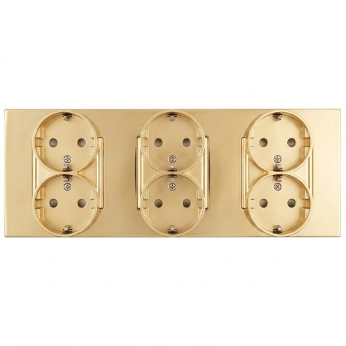 Dreifachsteckdose Aus Mattem Glas Gold Schuko Dreifachrahmen Und 3 X Steckdose