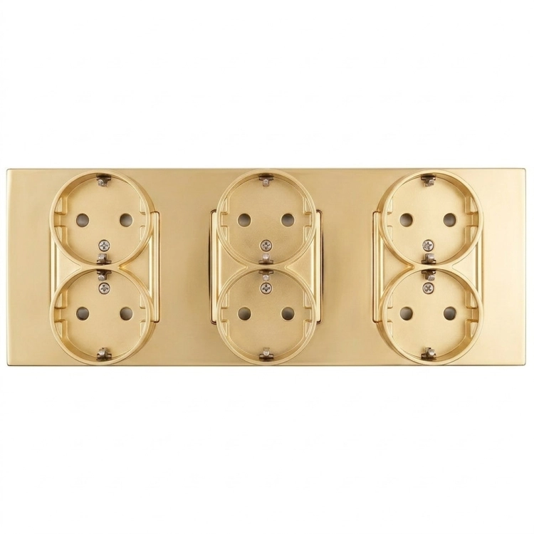 Dreifachsteckdose Aus Mattem Glas Gold Schuko Dreifachrahmen Und 3 X Steckdose