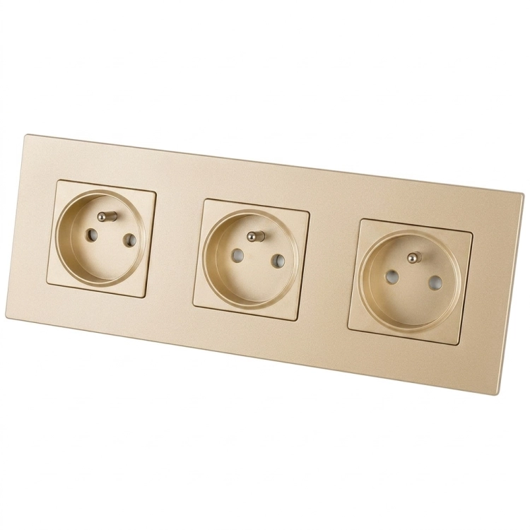 Dreifachsteckdose Aus Mattem Glas Gold Dreifachrahmen Und 3 X Steckdose MIUUN