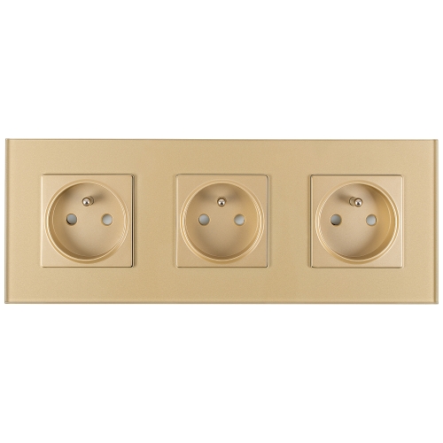 Dreifachsteckdose Aus Mattem Glas Gold Dreifachrahmen Und 3 X Steckdose MIUUN
