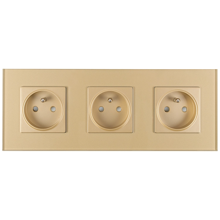 Dreifachsteckdose Aus Mattem Glas Gold Dreifachrahmen Und 3 X Steckdose MIUUN
