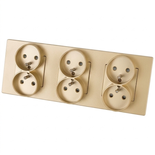 Dreifachsteckdose Aus Mattem Glas Gold Dreifachrahmen Und 3 X Steckdose MIUUN
