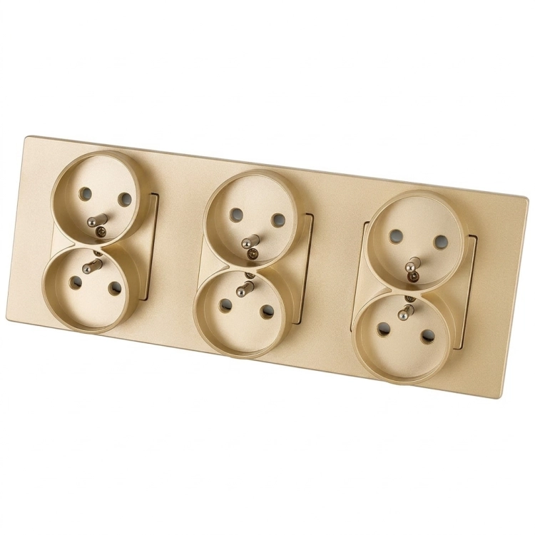 Dreifachsteckdose Aus Mattem Glas Gold Dreifachrahmen Und 3 X Steckdose MIUUN