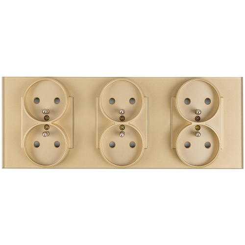 Dreifachsteckdose Aus Mattem Glas Gold Dreifachrahmen Und 3 X Steckdose MIUUN
