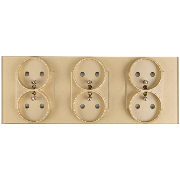 Dreifachsteckdose Aus Mattem Glas Gold Dreifachrahmen Und 3 X Steckdose MIUUN