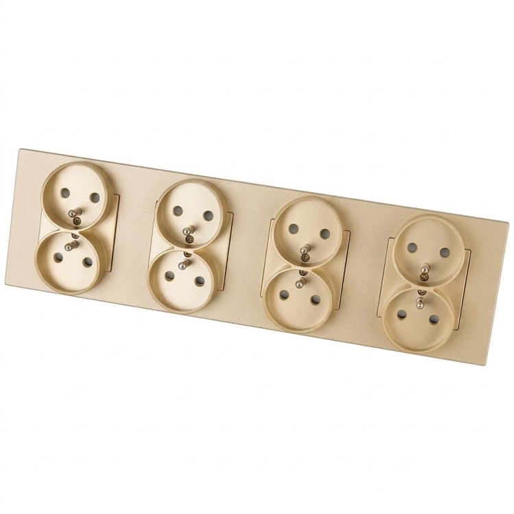 Vierfachsteckdose Aus Mattem Glas Gold Vierfachrahmen Und 4 X Steckdose MIUUN