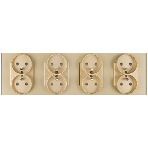 Vierfachsteckdose Aus Mattem Glas Gold Vierfachrahmen Und 4 X Steckdose MIUUN