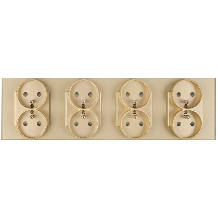 Vierfachsteckdose Aus Mattem Glas Gold Vierfachrahmen Und 4 X Steckdose MIUUN