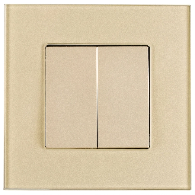 Schalter Doppel-Kreuzschalter Glatt Glas Matt Gold MIUUN