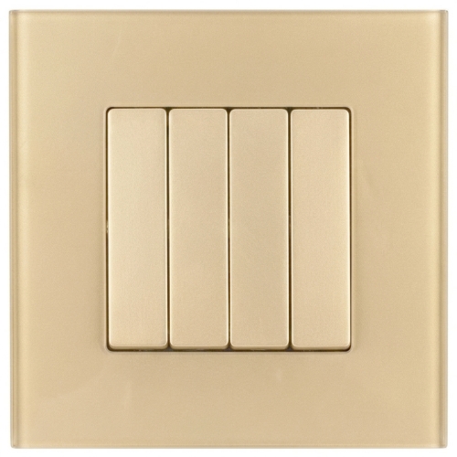 Schalter Vierfach-Wechselschalter Glatt Glas Matt Gold MIUUN