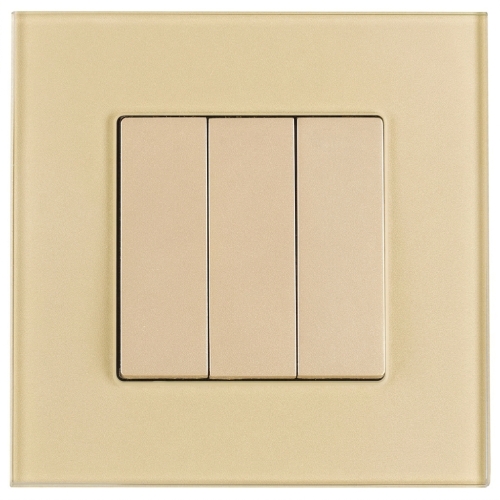 Schalter Dreifach Klassisch Glatt Glas Matt Gold MIUUN