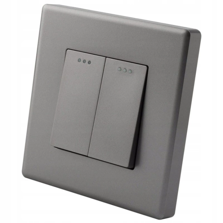 Doppel-Wechselschalter Grau Set Mit PVC-Rahmen
