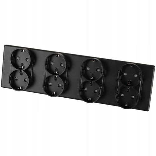 Schuko-Vierfachsteckdose Schwarz PVC-Vierfachrahmen Und 4 X Steckdose