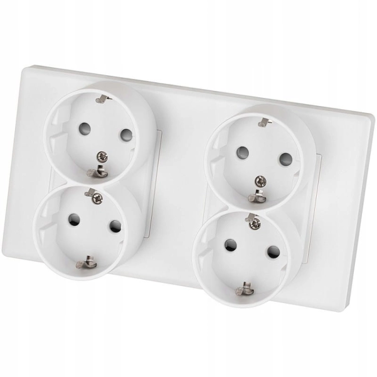 Doppelsteckdose Vierfach Schuko PCV-Doppelrahmen Und 2 X Steckdose