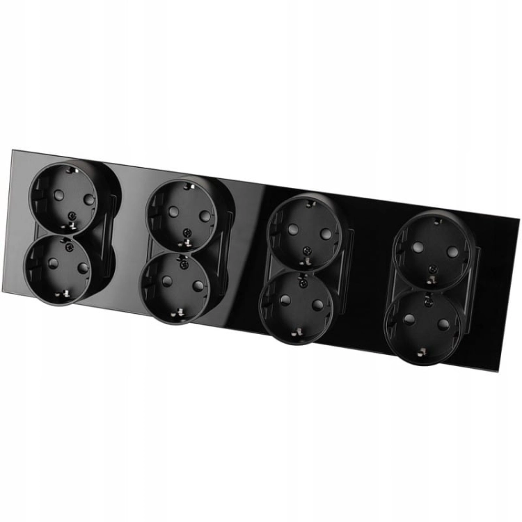 Vierfachsteckdose Schuko Glas Schwarz Vierfachrahmen 4 X Steckdose