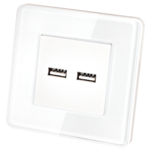 Doppelte USB-Ladesteckdose 3.1A Weiß Set Mit Glasrahmen Glänzend MIUUN